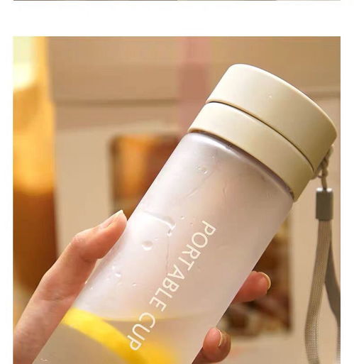 水杯學生男女韓版運動杯便攜大容量塑料杯簡約時尚ins帶繩隨手杯